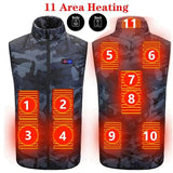 Aidase  Men USB Infrared 11 Heating Areas Vest Jacket Men Winter Electric Heated Vest Waistcoat For Sports Hiking Oversized 5XL aidase-shop