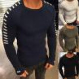 Modern Men Knitted Sweater Patchwork Round Neck Slim Warm Keeping Top Winter Men Pullover Sweaters aidase-shop