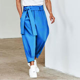 Men's Baggy Pants Casual Streetwear Belt High Quality Pure Color Joggers Fashion Harem Pants aidase-shop