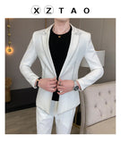 Aidase Spring New Suit Men Single Button Mens Slim Fit Suits with Pant Casual Stage Wedding Dress Belt Prom Tuxedo Costume Homme aidase-shop