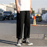 Aidase Simple Pants Men Casual Solid Loose All-match Large Size S-5XL Students Ankle Length Trousers Trendy Males Retro Ulzzang Popular aidase-shop