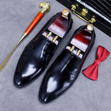 Men's Genuine Leather Casual Shoes Male Cowide Leather British Hand-Stitched Polished Business Dress Shoes Fashion Oxfords aidase-shop