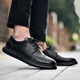 Mens Formal Genuine Leather Dress Shoes British Stylish Business Dress Men Flats High Quality Brogues Oxford Shoes Men Big Size aidase-shop