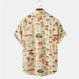 Men's Short Sleeve Hawaiian Shirt Summer Fashion Turn-down Button Cartoon Mushroom Beach Printed Shirt for Men Casual Streetwear aidase-shop