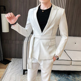 Aidase Spring New Suit Men Single Button Mens Slim Fit Suits with Pant Casual Stage Wedding Dress Belt Prom Tuxedo Costume Homme aidase-shop