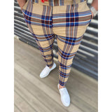 Aidase 2022 Spring Autumn Mid Waist Slim Trousers Casual Striped Plaid Printed Mens Pants Fashion Business Pencil Pants Men Streetwear aidase-shop