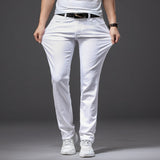 For four seasons comfortable white denim men jeans Fashion Casual Classic Style Slim Trousers Male Brand Advanced Stretch Pants aidase-shop