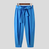 Men's Baggy Pants Casual Streetwear Belt High Quality Pure Color Joggers Fashion Harem Pants aidase-shop