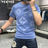 Aidase T-Shirt Men Rhinestone Pink Shirt Large Size 4XL New 2022 Summer Personalized Trend High Quality Short Sleeve Tees Male Top aidase-shop