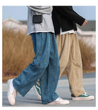 Men Corduroy Harajuku Wide Leg Pants Overalls Mens Japanese Streetwear Sweatpants Male Korean Casual Joggers Pants aidase-shop