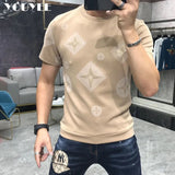 Aidase T-Shirt Men Rhinestone Pink Shirt Large Size 4XL New 2022 Summer Personalized Trend High Quality Short Sleeve Tees Male Top aidase-shop