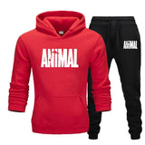 Aidase Mens Autumn Winter Animal Print Sweatshirt Tops Pants Sets Hoodies+Pants Jogging Sport Suit Track Running Two Sportswear aidase-shop