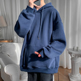 Harajuku Basic Hoodies Men Casual Hooded Sweatshirts Solid Color Oversized Hoodie Male Loose Pullovers Tops aidase-shop