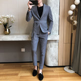 Aidase Spring New Suit Men Single Button Mens Slim Fit Suits with Pant Casual Stage Wedding Dress Belt Prom Tuxedo Costume Homme aidase-shop