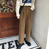 Aidase New  Autumn Corduroy Cargo Pants Elastic Waist Vintage Harajuku Korean Casual Trousers Female 90s Streetwear aidase-shop