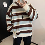 Aidase Pullovers Men Long Sleeve Tops Fall Fashion Vintage Striped Design All-match Students Loose O-neck Harajuku Streetwear Chic Male aidase-shop