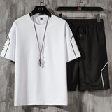 Aidase  Men's T Shirt and Short Set Male Summer Casual Short Sleeve Tops and Pants Suits New Sports Running Set Streetwear Tops Tshirts aidase-shop