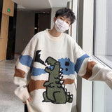 Aidase Men's Sweater Korean personality pullover top goth oversized Harajuku all-match kawaii bottoming female wool sweater couple wear aidase-shop