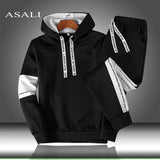Aidase 2022 Sets Tracksuit Men Autumn Winter Hooded Sweatshirt Drawstring Outfit Sportswear 2021 Male Suit Pullover Two Piece Set Casual aidase-shop