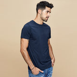 Summer New  Cool T-shirt Short Sleeve Men Fashion Solid Elastic Tshirts Basic O-neck White Running Top Slim  701 aidase-shop
