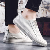 Aidase Men Genuine Leather Casual White Shoes Mens Summer Slip on Lazy Shoe  Fashion Breathable Comfortable Cowhide Flats Loafers aidase-shop