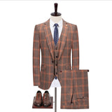 Aidase Spring Autumn New Suit Men Three Pieces Plaid British Korean Version Slim Business Casual Suit Leisure Wedding Drop Ship aidase-shop