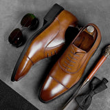 Cowhide Leather Business Shoes Men Business Dress Shoe Rubber Sole Men's Lace-Up Elegant Formal Oxford Shoes EU Size 38-43 aidase-shop