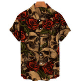 Men's Hawaiian Shirt Loose Top 5xl 3d Skull Print Shirts For Men  Fashion Shirt Men Women Tee Breathable Summer Short Sleeve aidase-shop