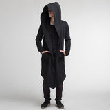 Men's Hooded Cardigan Trench Coat Streetwear Solid Color Hooded Windbreaker with Hood Autumn/Winter Jackets Men Trench Coat aidase-shop