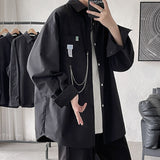 Oversized Short Sleeve Shirt For Men Streetwear Blouse Harajuku Chain Fashion Men's Shirts Korean Clothes Men's Clothing aidase-shop