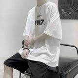 Summer Men's T-shirt Oversized Casual Male Top Tees Hip Hop Loose T Shirt Men 1987 Graphic Pure Cotton Men's Clothing aidase-shop