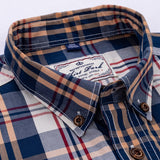 England Style Contrast Casual Checkered Shirts Pocketless Button-down Soft 100% Cotton  Long Sleeve Standard-fit Plaid Shirt aidase-shop