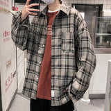 Aidase Spring Plaid Vintage Shirt Mens Office Harajuku Casual Shirts Male Long Sleeve Oversize Clothes 5XL aidase-shop