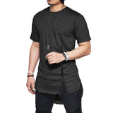 Streetwear Fashion Slim Summer Asymmetrical Men Short Sleeve zipper tshirt Fashion Hip-Hop Curved hem Cotton Men's T-shirts aidase-shop