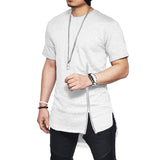 Streetwear Fashion Slim Summer Asymmetrical Men Short Sleeve zipper tshirt Fashion Hip-Hop Curved hem Cotton Men's T-shirts aidase-shop