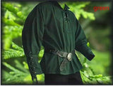 Men Medieval Renaissance Grooms Pirate Reenactment Larp Costume Lacing Up Shirt Bandage Top Middle Age Clothing For Adult 3XL aidase-shop