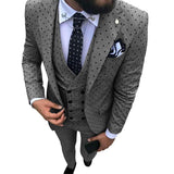 Mens suits Wave point Three Pieces Men Dress Suits Casual Commuter office business suits For Wedding(Blazer+Vest+Pants) aidase-shop