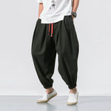 2022 Summer Style Harem Pants Men Chinese Style Casual Loose Cotton Linen Sweatpants Jogger Pants Streetwear Trousers ABZ397 aidase-shop