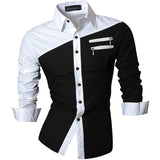 jeansian Spring Autumn Features Shirts Men Casual Long Sleeve Casual Slim Fit Male Shirts Zipper Decoration (No Pockets) Z015 aidase-shop