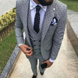 Mens suits Wave point Three Pieces Men Dress Suits Casual Commuter office business suits For Wedding(Blazer+Vest+Pants) aidase-shop