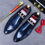 Men's Genuine Leather Casual Shoes Male Cowide Leather British Hand-Stitched Polished Business Dress Shoes Fashion Oxfords aidase-shop