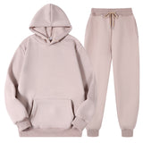 Aidase Men Women Casual Sweatshirt Suit Autumn Winter Solid Color Pullover and Long Pant 2-piece Set Men Slim Fleece Jogger Sports Suit aidase-shop