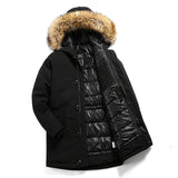 Men Brand Winter Faux Fur Collar Long Thick Cotton Hooded Parkas Jacket Coat Men Pockets Outwear Waterproof Jacket Parka Men aidase-shop