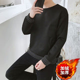 Aidase Spring and Autumn New Korean-Style  Long-Sleeved Men's Loose  Front Short Back Long round Collar Top aidase-shop