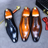 New Business Casual Leather Shoes Men Korean Version Trend Tooling Shoes British Work Leather Shoe Mens Lace-Up Oxfords aidase-shop