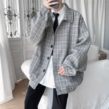 Aidase 2021 New Men's Jacket Oversize Plaid Coat Single Breasted Turn-down Collar Vintage Checkered Windbreaker Clothing Tops Man Khaki aidase-shop