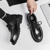 Aidase Men Harajuku Korean Style Streetwear Casual Thick Platform Leather Wedding Shoes Male Business Fashion Dress Leather Shoe Man