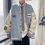 Aidase 2022 Korean Clothes Autumn Baseball Uniform Men Patchwork Loose All-match Jacket Trend Harajuku Streetwear Men Winter Jackets Coat aidase-shop