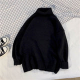 Turtleneck sweater male female top Korean trend personality simple lovers knit sweater boy autumn solid Hong Kong style pullover aidase-shop