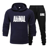 Aidase Mens Autumn Winter Animal Print Sweatshirt Tops Pants Sets Hoodies+Pants Jogging Sport Suit Track Running Two Sportswear aidase-shop